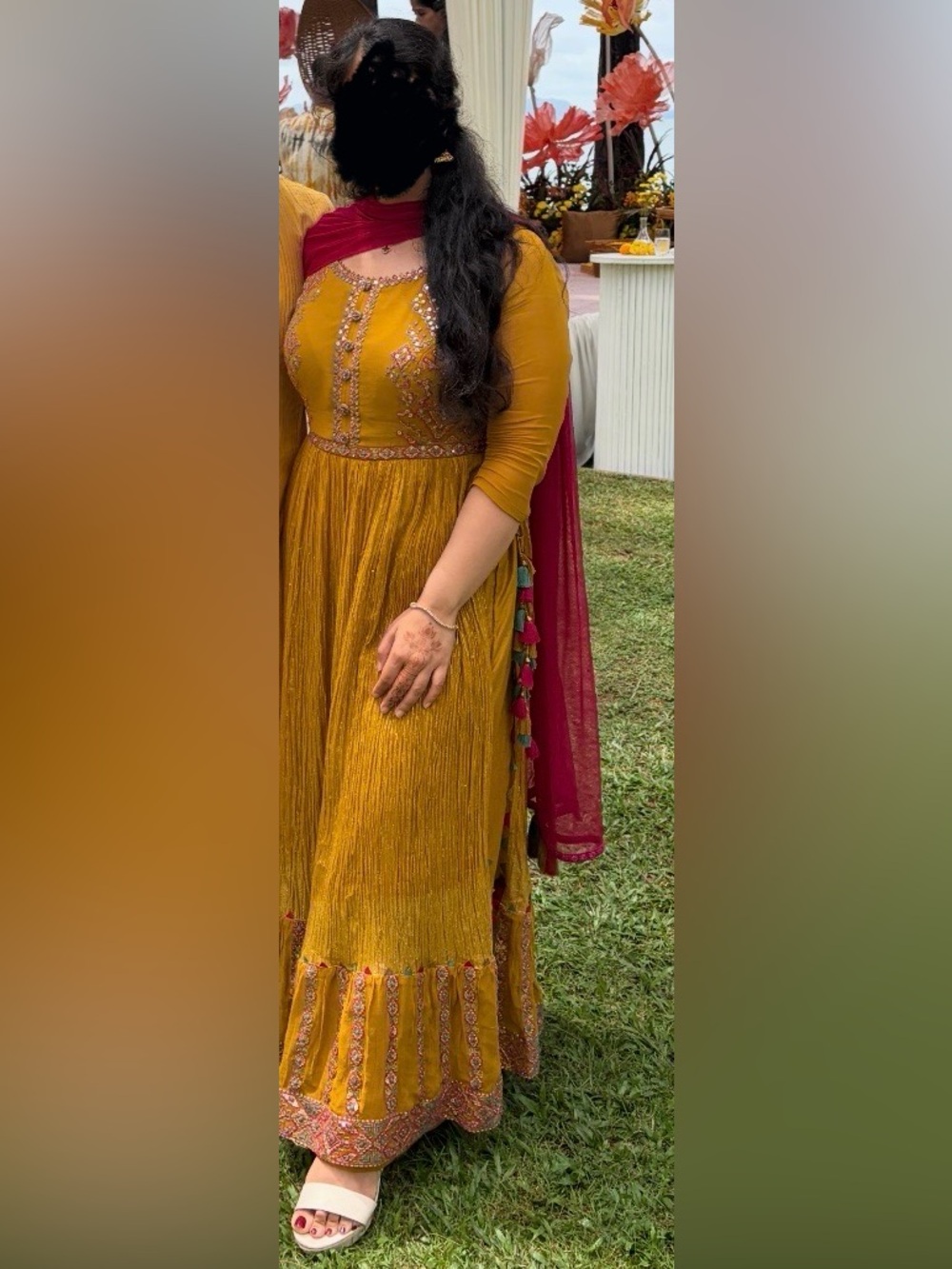Mustard Yellow and Pink Indian Kurta Set